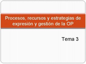 Procesos recursos y estrategias de expresin y gestin