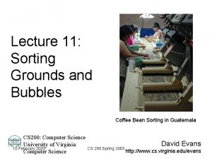 Lecture 11 Sorting Grounds and Bubbles Coffee Bean