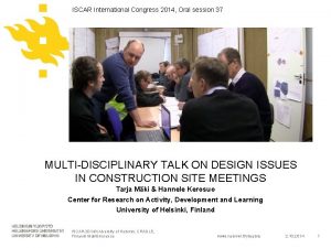 ISCAR International Congress 2014 Oral session 37 MULTIDISCIPLINARY