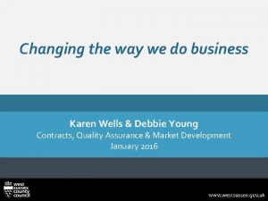 Changing the way we do business Karen Wells