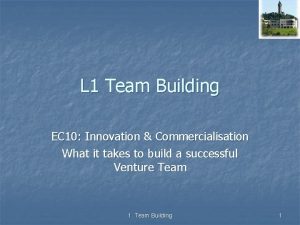 L 1 Team Building EC 10 Innovation Commercialisation