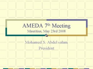 AMEDA 7 th Meeting Mauritius May 23 rd