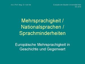 Ass Prof Mag Dr Karl Ille Europische Studien