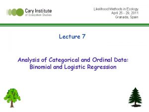 Likelihood Methods in Ecology April 25 29 2011