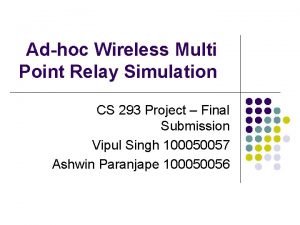Adhoc Wireless Multi Point Relay Simulation CS 293