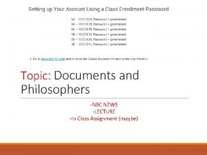 QUIET and SEATED Topic Documents and Philosophers NBC