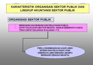 KARAKTERISTIK ORGANISASI SEKTOR PUBLIK DAN LINGKUP AKUNTANSI SEKTOR