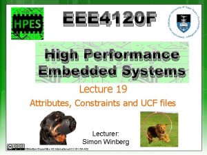 EEE 4120 F High Performance Embedded Systems Lecture