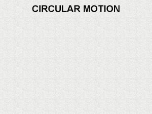 CIRCULAR MOTION Specification Lessons Topics Circular motion Motion