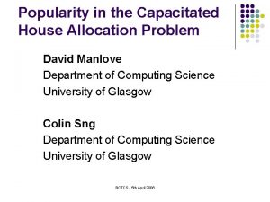 Popularity in the Capacitated House Allocation Problem David