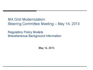 MA Grid Modernization Steering Committee Meeting May 14