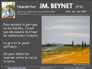 Newsletter JM BEYNET Artiste peintre rfrenc dans la