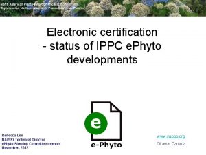 Electronic certification status of IPPC e Phyto developments