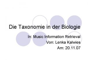 Die Taxonomie in der Biologie In Music Information