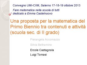 Convegno UMICIIM Salerno 17 18 19 ottobre 2013