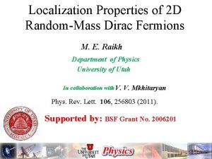 Localization Properties of 2 D RandomMass Dirac Fermions