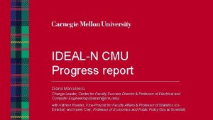 IDEALN CMU Progress report Diana Marculescu Change Leader