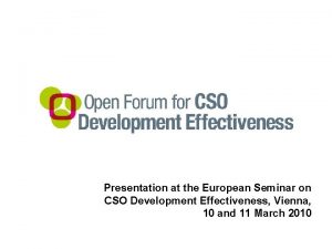 Presentation at the European Seminar on CSO Development