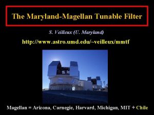 The MarylandMagellan Tunable Filter S Veilleux U Maryland