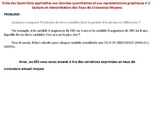 Fiche des Savoirfaire applicables aux donnes quantitatives et