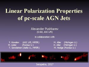 Linear Polarization Properties of pcscale AGN Jets Alexander