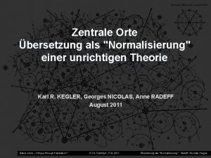 Zentrale Orte bersetzung als Normalisierung einer unrichtigen Theorie