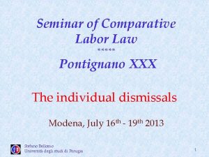 Seminar of Comparative Labor Law Pontignano XXX The