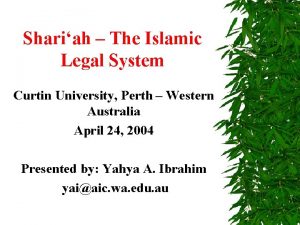 Shariah The Islamic Legal System Curtin University Perth