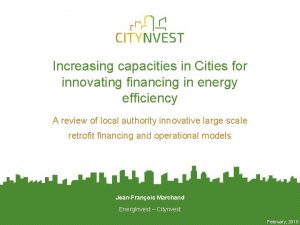 Increasing capacities in Cities for innovating financing in