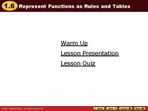 1 6 Represent Functions as Rules and Tables