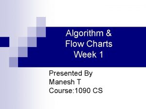 Algorithm Flow Charts Week 1 Presented By Manesh