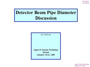 Beam pipes M Sullivan Detector Beam Pipe Diameter