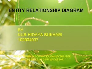 ENTITY RELATIONSHIP DIAGRAM BY NUR HIDAYA BUKHARI 102904037