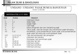 PAJAK BUMI BANGUNAN UNDANG UNDANG PAJAK BUMI BANGUNAN