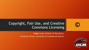 Copyright Fair Use and Creative Commons Licensing Megan