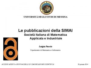 UNIVERSIT DEGLI STUDI DI MESSINA Le pubblicazioni della