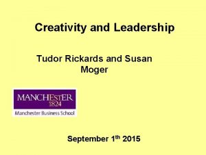 Creativity and Leadership Tudor Rickards and Susan Moger