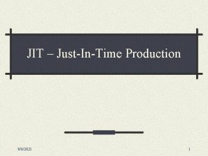 JIT JustInTime Production 982021 1 Introduction to JIT JIT JustInTime Production 982021 1 Introduction to JIT