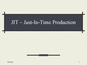 JIT JustInTime Production 982021 1 Introduction to JIT