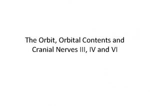 The Orbit Orbital Contents and Cranial Nerves III