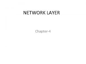 NETWORK LAYER Chapter4 Routing Algorithms The Optimality Principle