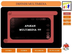 DEFINISI MULTIMEDIA Definisi Ciriciri Rekabentuk Asas Pautan Interaktiviti