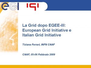 La Grid dopo EGEEIII European Grid Initiative e