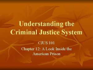 Understanding the Criminal Justice System CJUS 101 Chapter