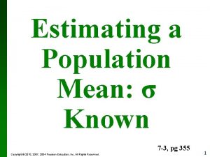 Estimating a Population Mean Known 7 3 pg