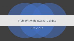 Problems with Internal Validity Identifying Confounds Definition Internal