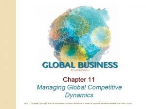 Chapter 11 Managing Global Competitive Dynamics 2017 Cengage