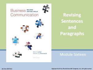 Revising Sentences and Paragraphs Module Sixteen Mc GrawHillIrwin
