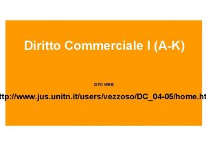 Diritto Commerciale I AK SITO WEB ttp www