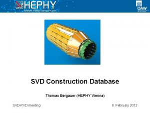 SVD Construction Database Thomas Bergauer HEPHY Vienna SVDPXD
